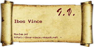 Ibos Vince névjegykártya